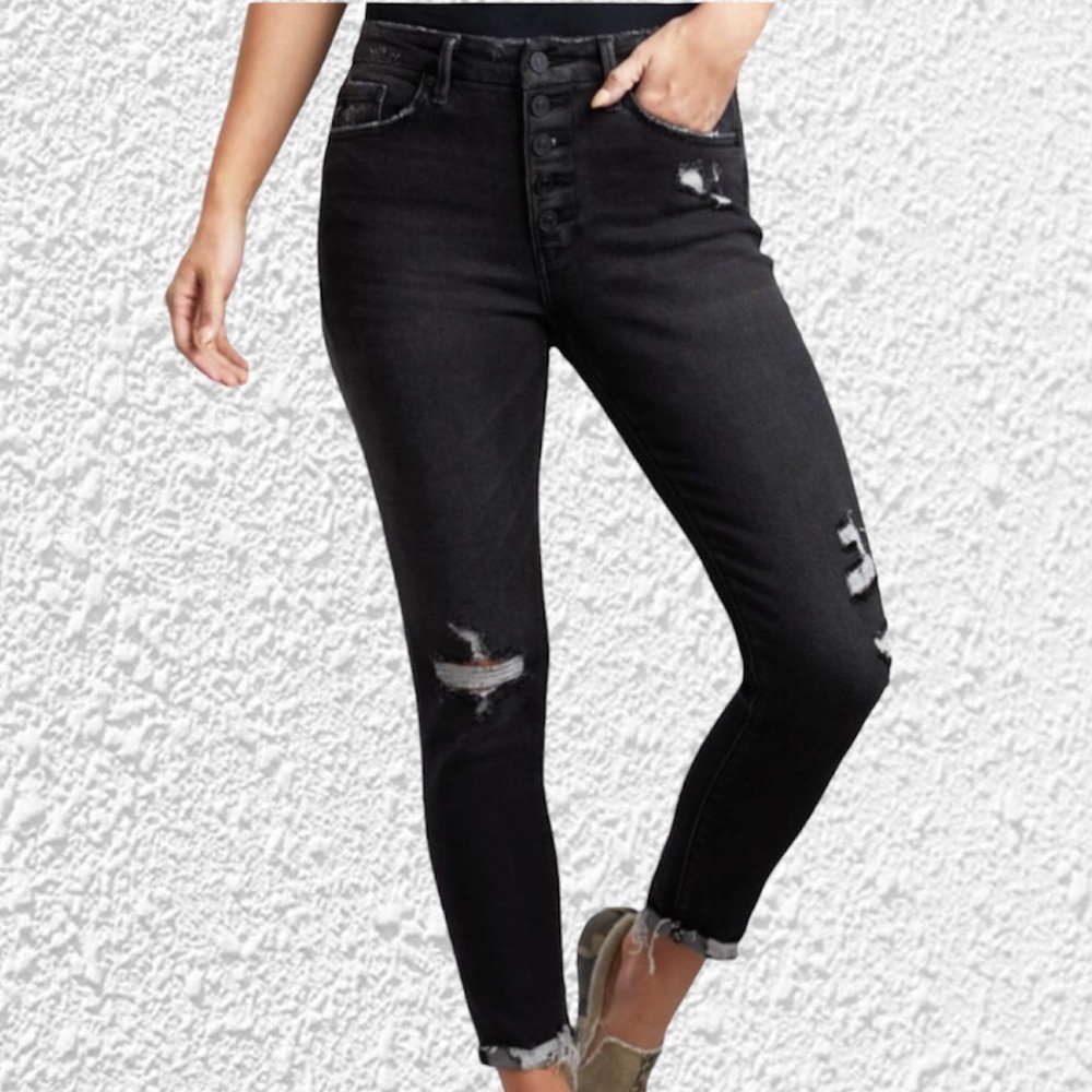 KanCan High Rise Distressed Ankle Skinny Size 29